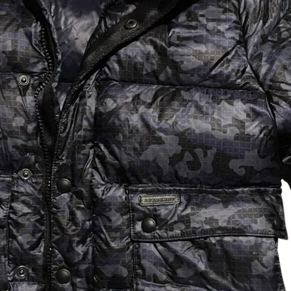 BURBERRY CAMO PUFFER JACKET BLUE BLACK YOUTH SIZE 5Y - Picture 3 of 7